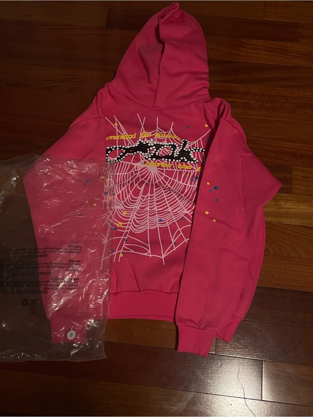 Pink Graphic Spiderweb Pullover Hoodie